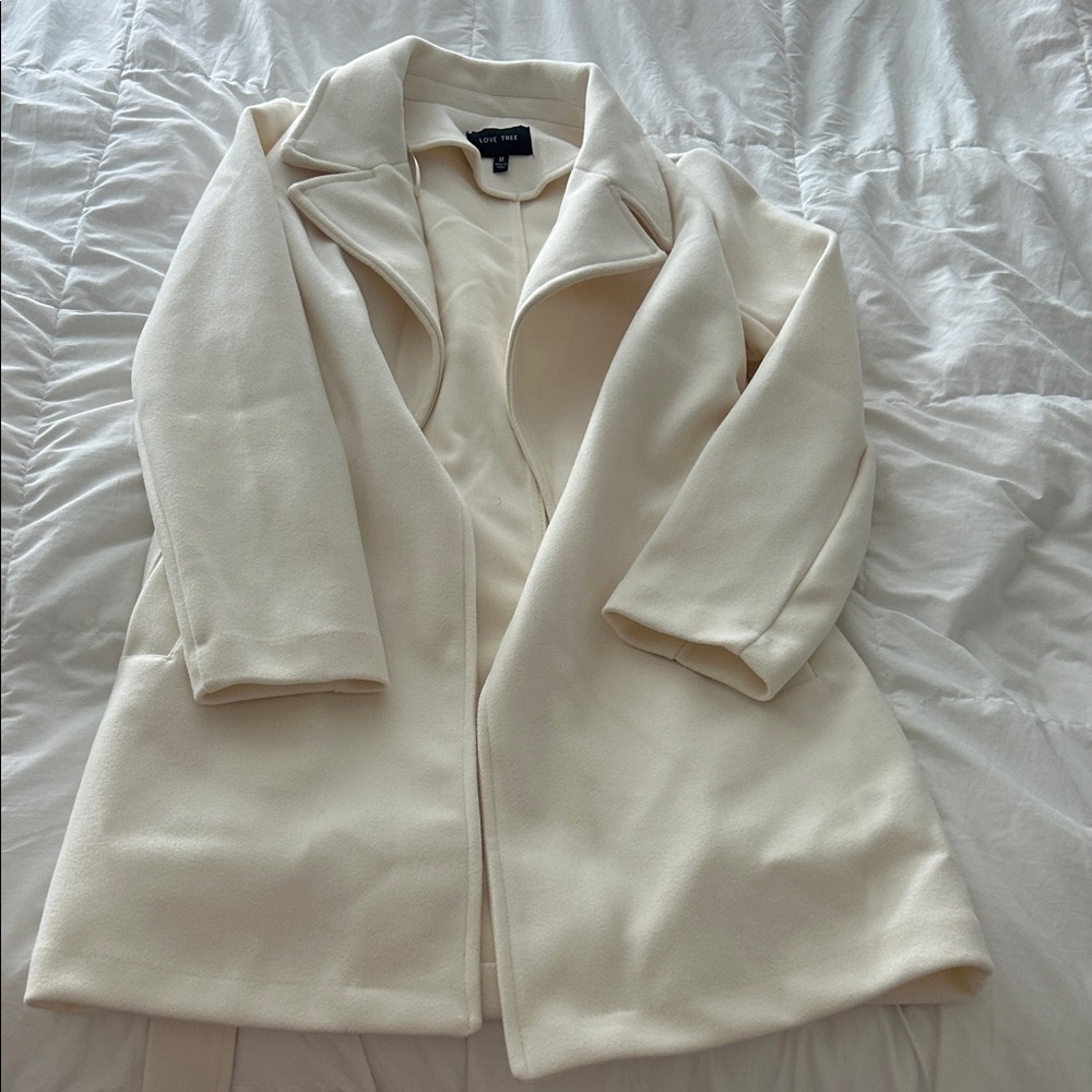 Cream Trench Coat with Classic Lapel